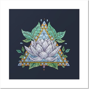 Stained Glass Lotus Illustration Posters and Art